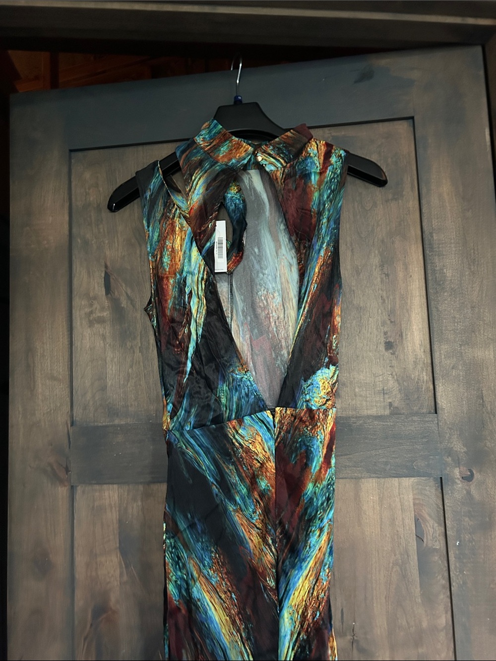 NWT Karen Millen Multicolor Abstract Jumpsuit- Blue, Teal, Orange - Picture 6 of 7